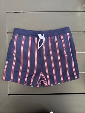 Jacadi Navy, Red & White Striped Swim Shorts